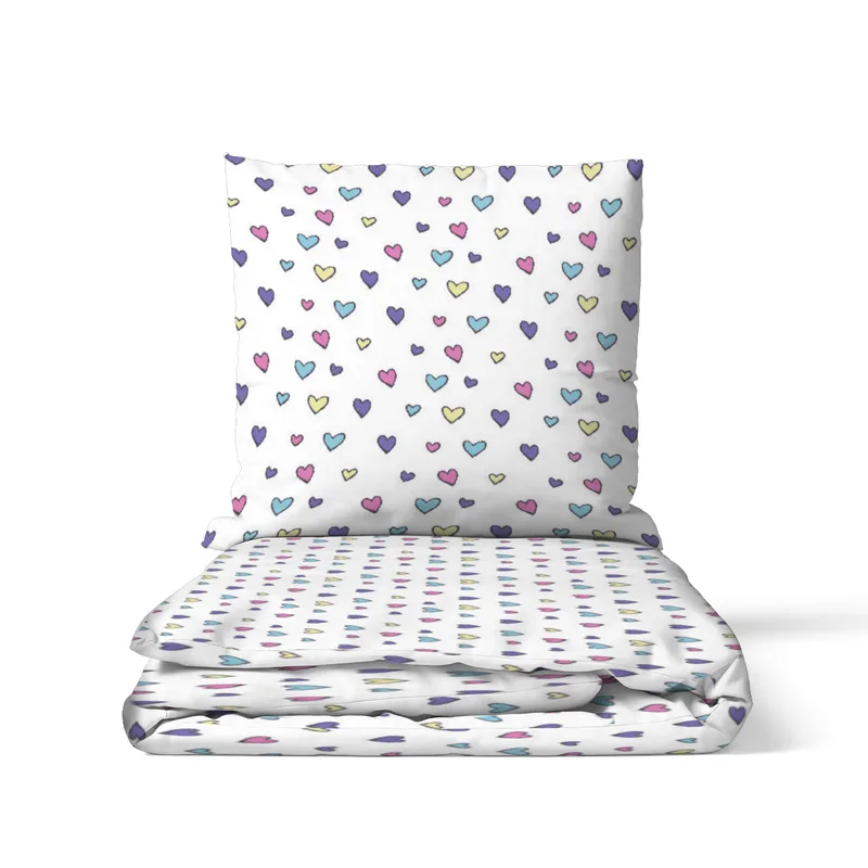 Kinderbettwäsche-Set Colorful Hearts Mikrofaser