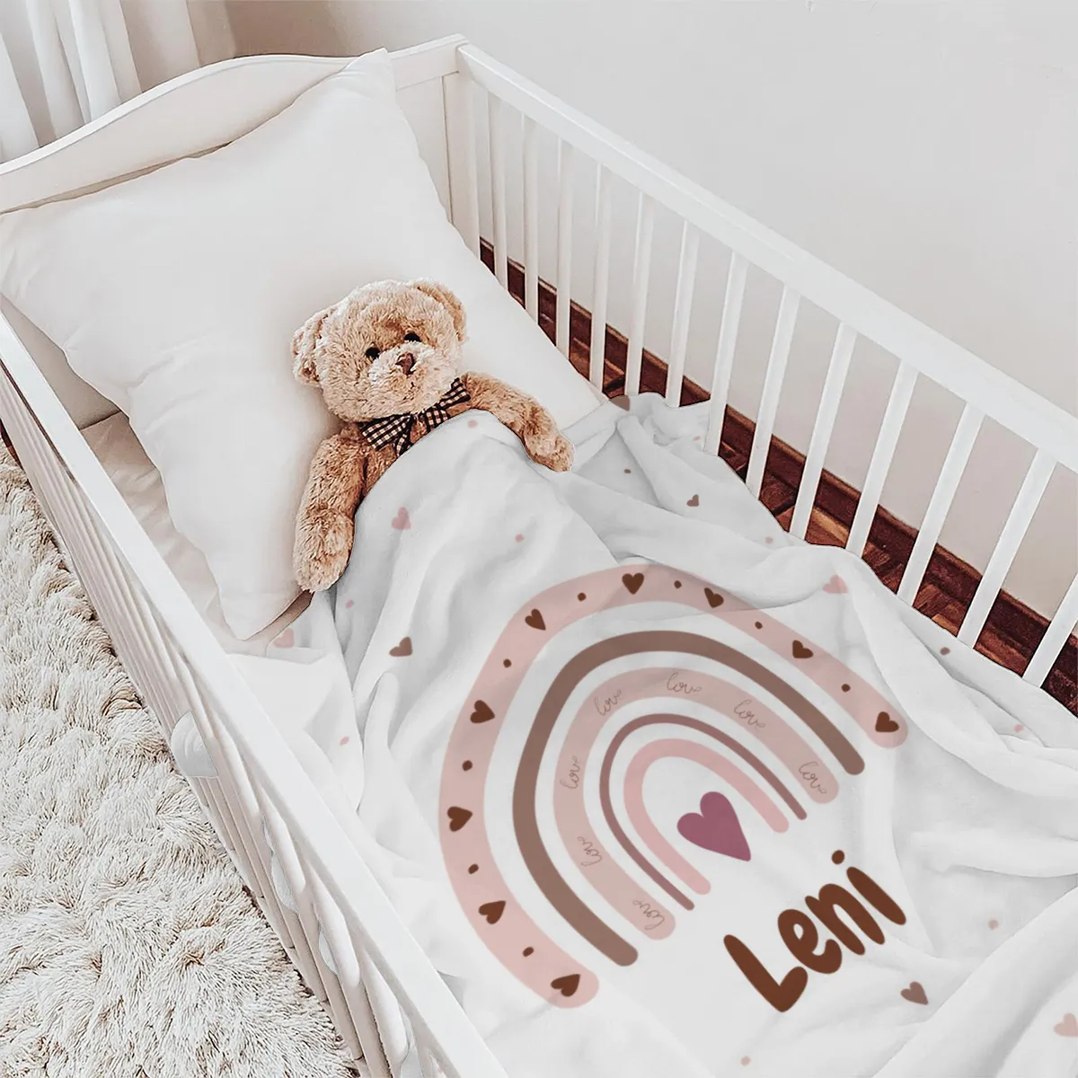 Personalisierte Babydecke rosa 75 x 100 cm