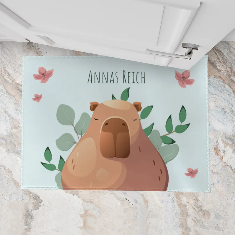 Fußmatte Capybara mit Namen personalisiert - Kinderzimmer Capy