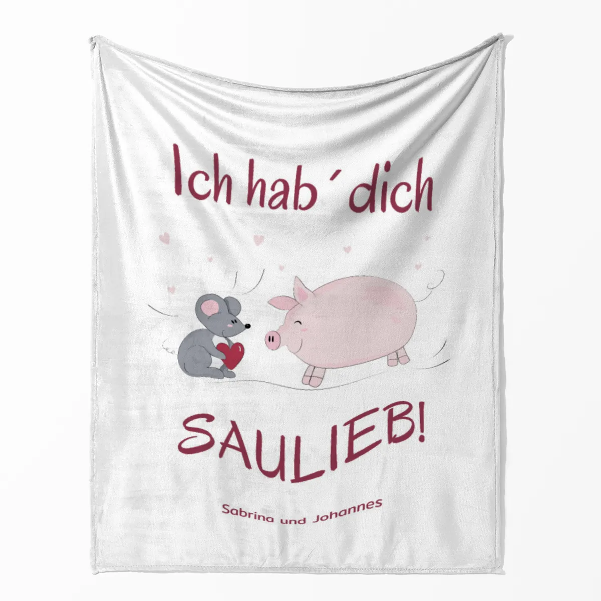 Kuscheldecke Hab Dich saulieb - mit Namen personalisierbar - Geschenkidee für Verliebte Hab dich saulieb 140 x 200 cm