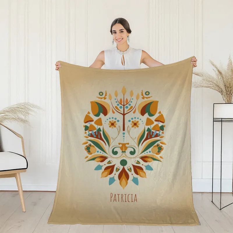 Sternzeichen Wohndecke Wassermann floral mit Namen personalisierbar