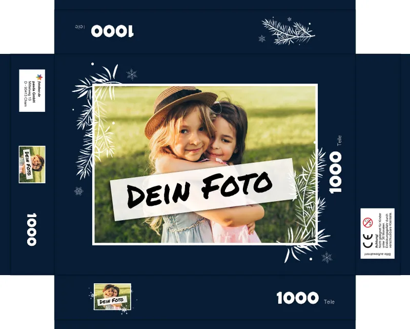 Fotopuzzle mit eigenem Bild - Fotopuzzle selbst gestalten 1000 Teile - Schachtel Weihnachtszweige - 1000 Teile Puzzle mit Foto - Geschenk Weihnachten Weihnachtszweige 1000 Teile Quer