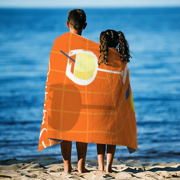 Badetuch Sommer - mit Namen personalisierbar - personalisiertes Namens-Badetuch - Strandtuch mit Wunschtext - Summerdrink