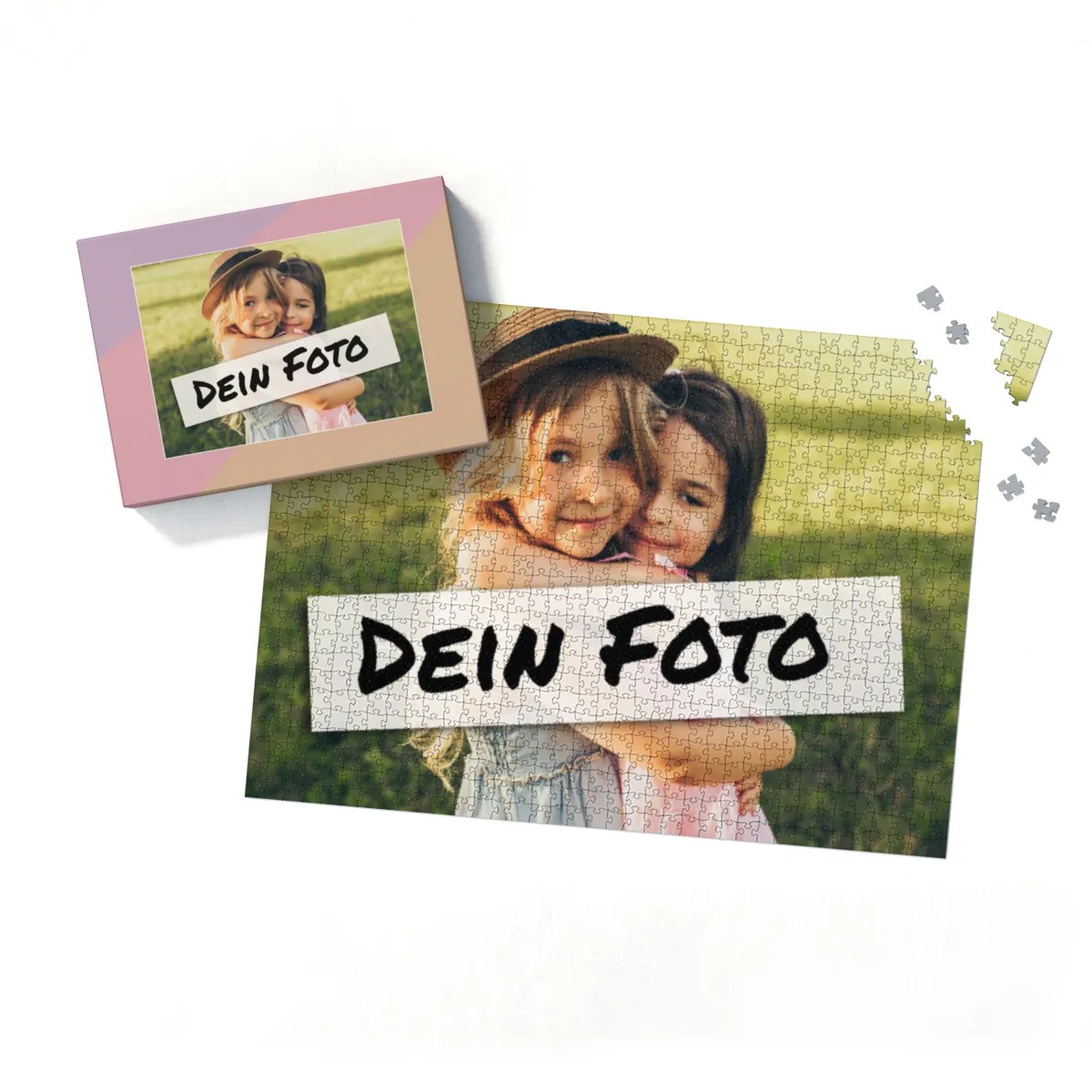 Fotopuzzle mit eigenem Bild - Fotopuzzle selbst gestalten 1000 Teile - Schachtel Pastellfarben - 1000 Teile Puzzle mit Foto - Geschenk Geburtstag Pastell 1000 Teile Quer