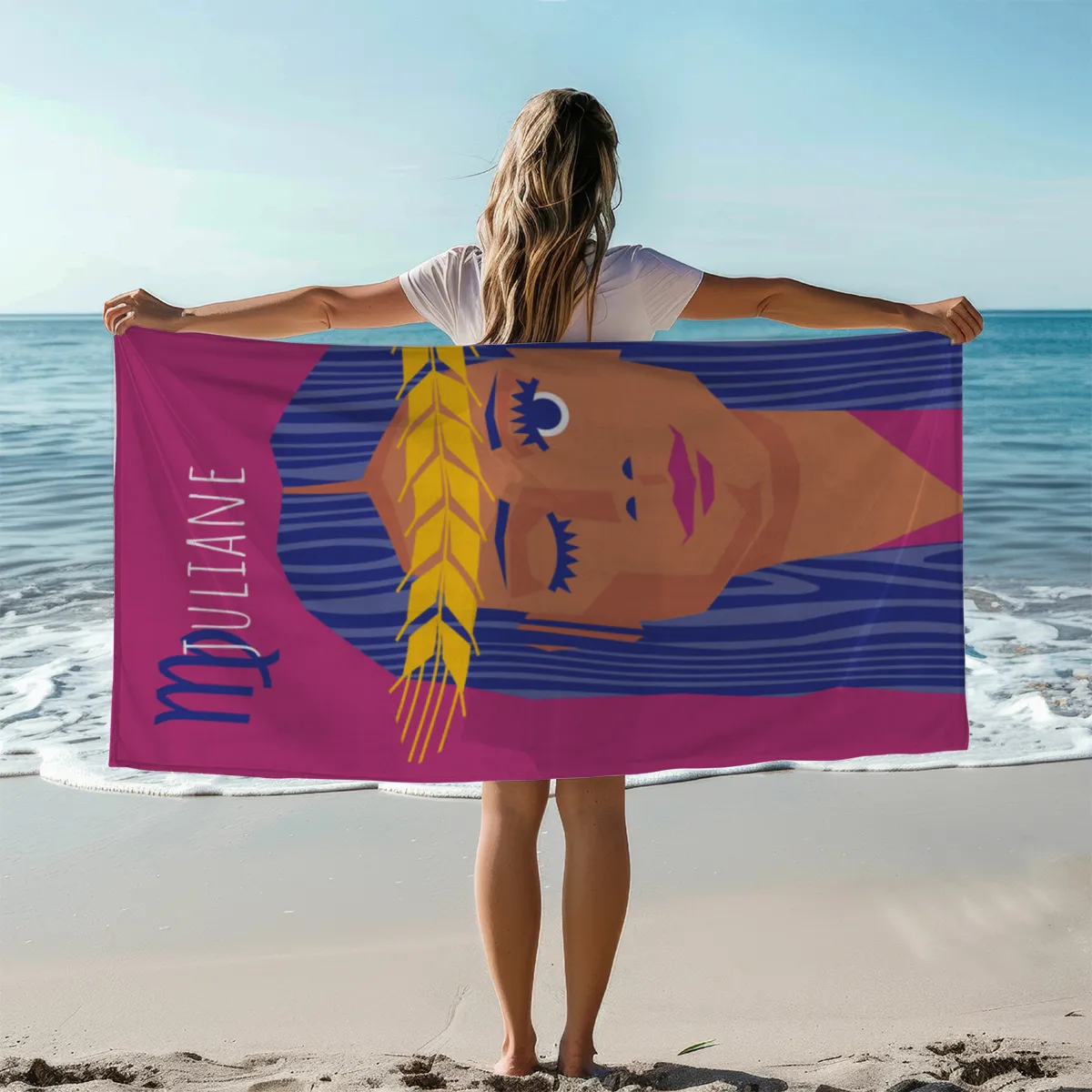 Strandtuch Sternzeichen Wassermann - mit Namen personalisierbar
