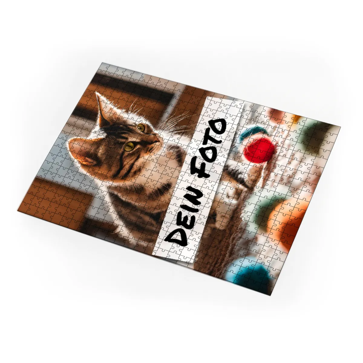Fotopuzzle mit eigenem Bild - Puzzle selbst gestalten 1000 Teile - Schachtel Meow - mit Foto personalisiert - Geschenk Katzenfans Meow 1000 Teile Quer