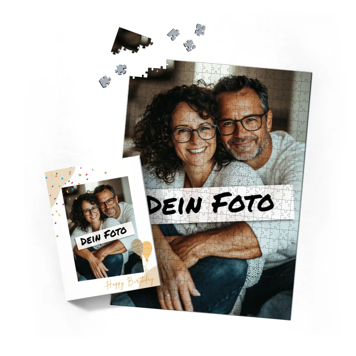 Fotopuzzle mit eigenem Bild - Fotopuzzle selbst gestalten 500 Teile - Schachtel Happy Birthday - 500 Teile Puzzle mit Foto - Geschenk Geburtstag Geburtstag 500 Teile Quer