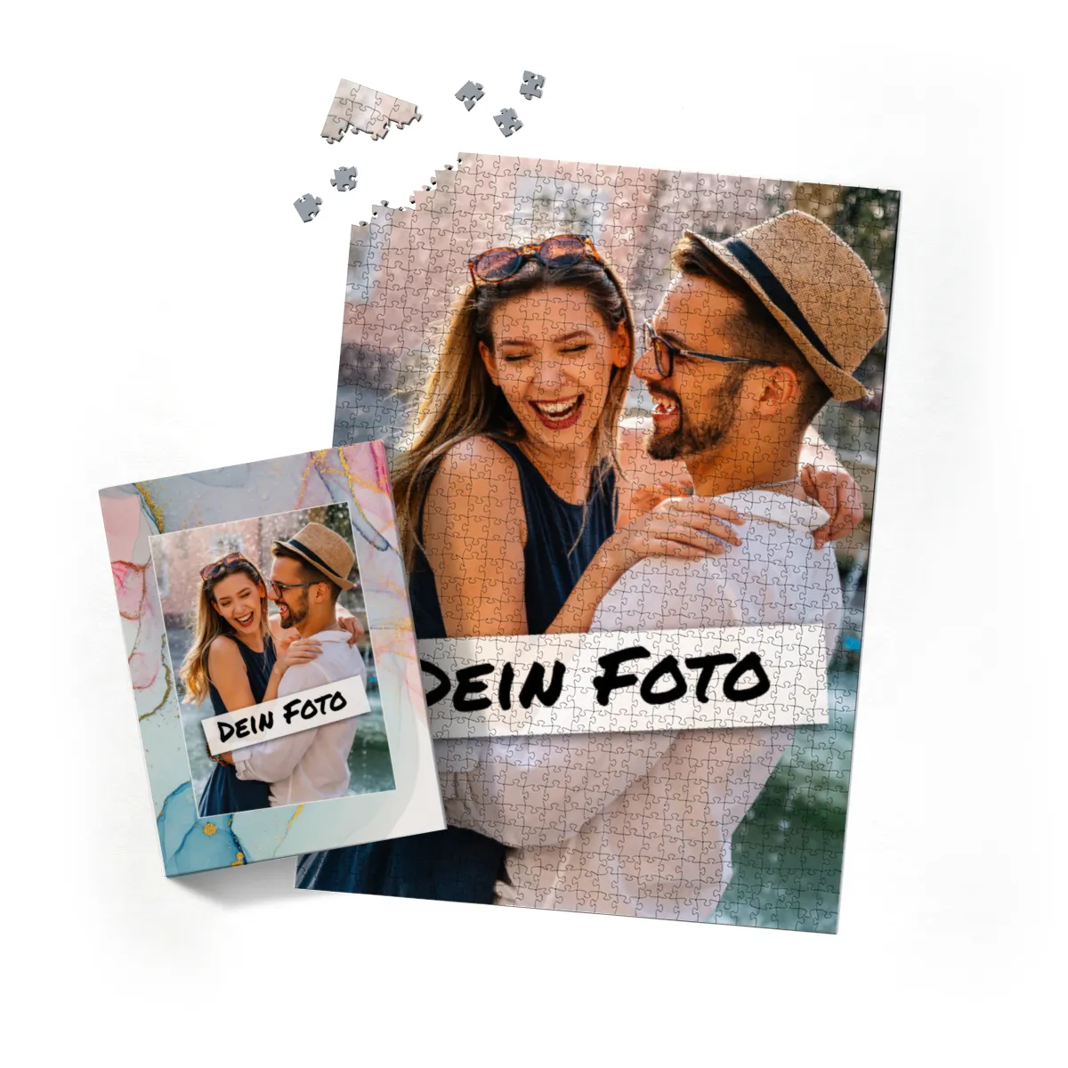 Fotopuzzle mit eigenem Bild - Puzzle selbst gestalten 1000 Teile - Schachtel Farbverlauf - mit Foto personalisiert - Geschenk Valentin, Geburtstag