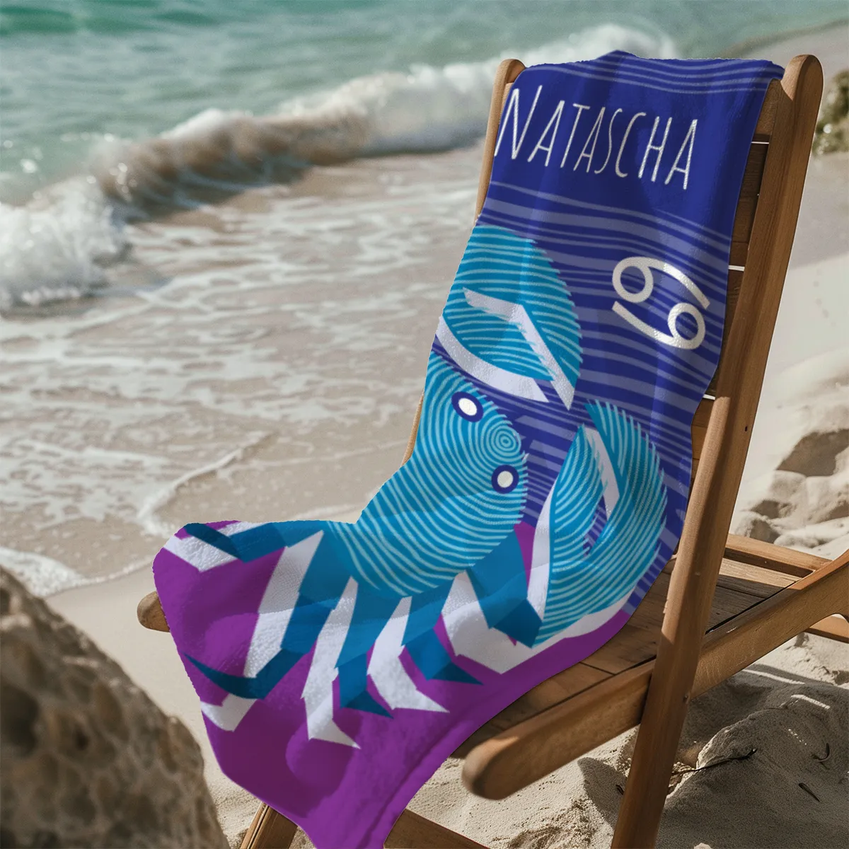 Strandtuch Sternzeichen Wassermann - mit Namen personalisierbar