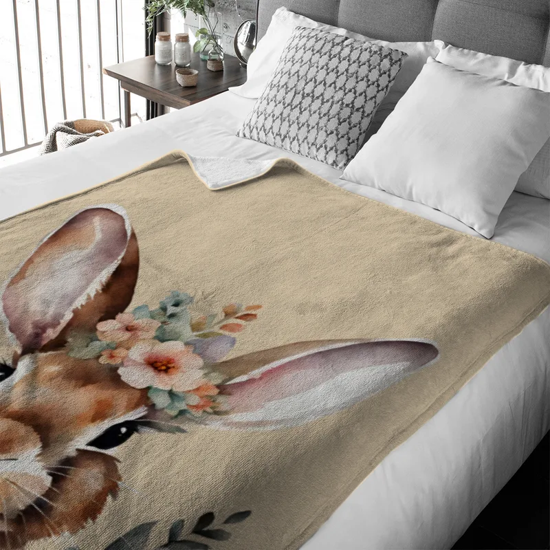 Wohndecke Hase mit Blümchen