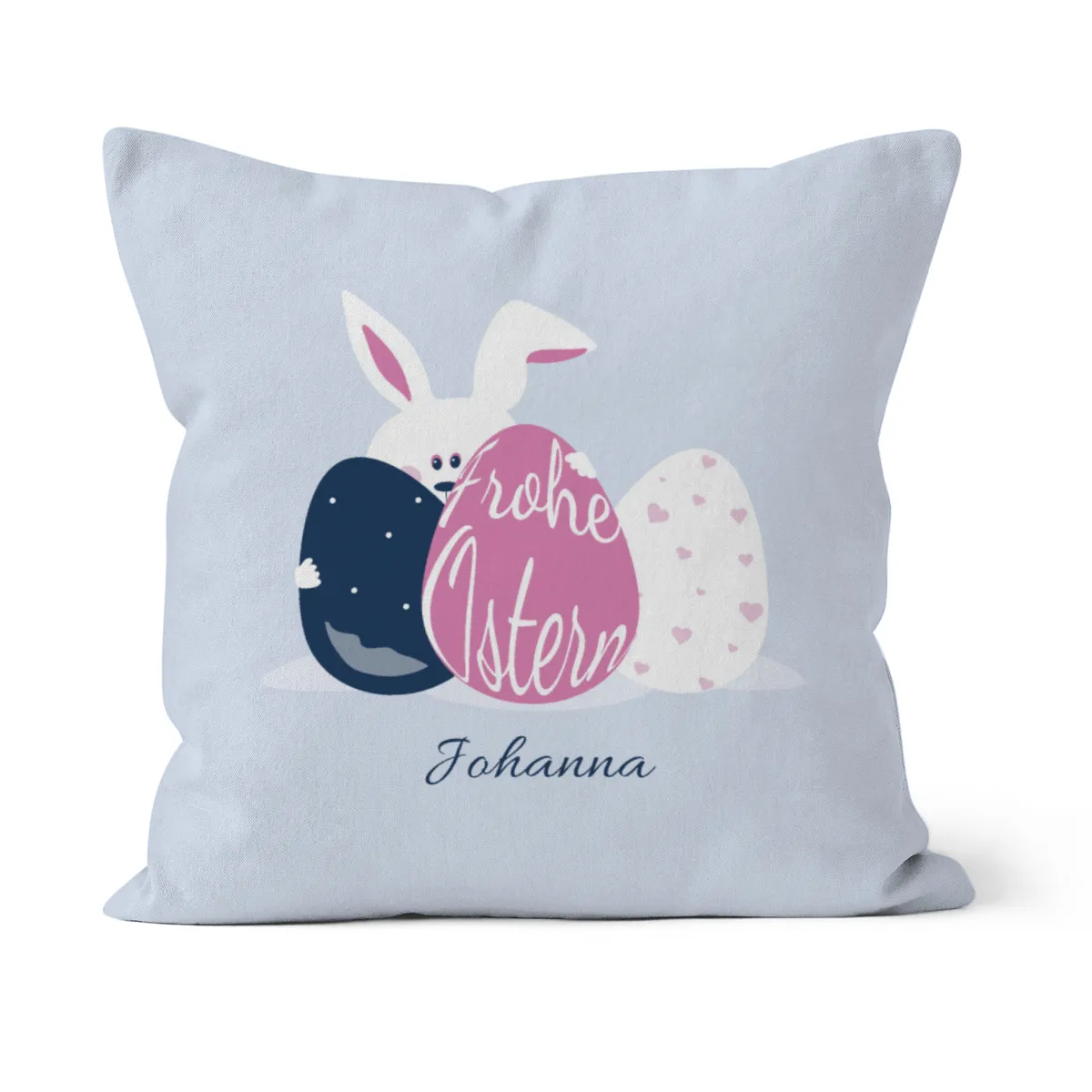 Namenskissen Osterhase - Samtkissenbezug frecher Hase - mit Namen personalisierbar - Osterdeko - Geschenkidee Ostern Hase Ostereier 40 x 40 cm