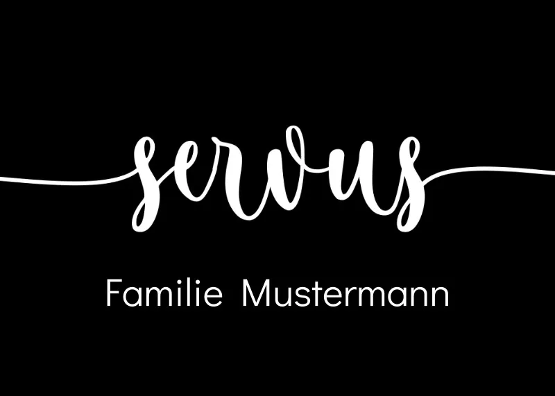 Fußmatte personalisiert - Geschenkidee für Familie, Paare, zum Einzug - Türvorleger mit Namen bedruckt - Motiv Servus schwarz 70 x 50 cm