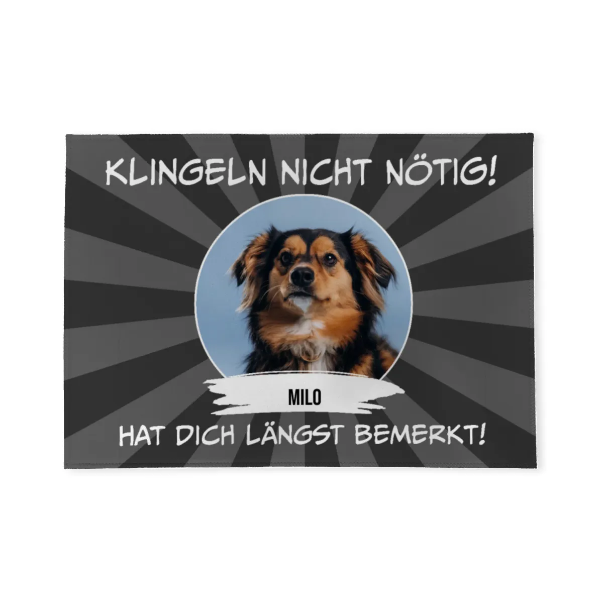 Fußmatte personalisiert mit Foto und Text - Geschenkidee für Familie, Haustierbesitzer, zum Einzug - Türvorleger mit Bild und Text bedruckt Klingeln nicht nötig 70 x 50 cm