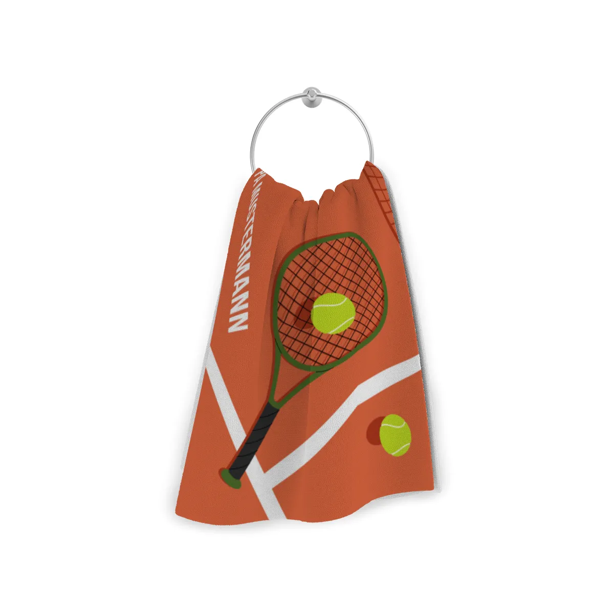 Badetuch Sport - mit Namen personalisierbar - personalisiertes Namens-Badetuch - Strandtuch mit Wunschtext - Tennis orange