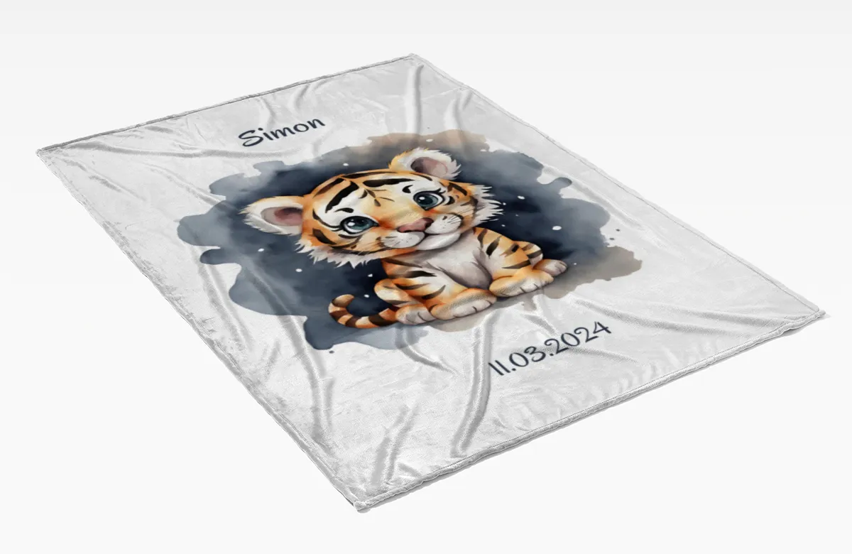 Babydecke Kleiner Tiger personalisierbar mit Namen und Text multi 75 x 100 cm