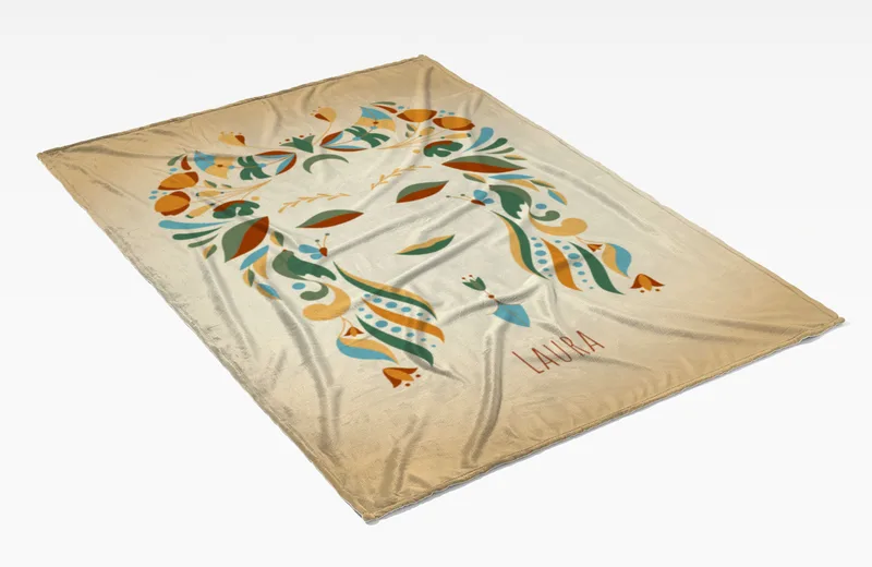 Sternzeichen Wohndecke Wassermann floral mit Namen personalisierbar