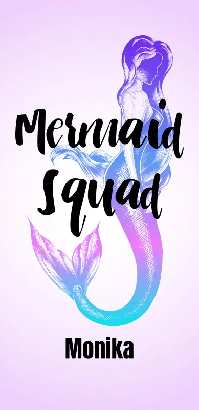 Badetuch Sommer - mit Namen personalisierbar - personalisiertes Namens-Badetuch - Strandtuch mit Wunschtext - Mermaid Squad