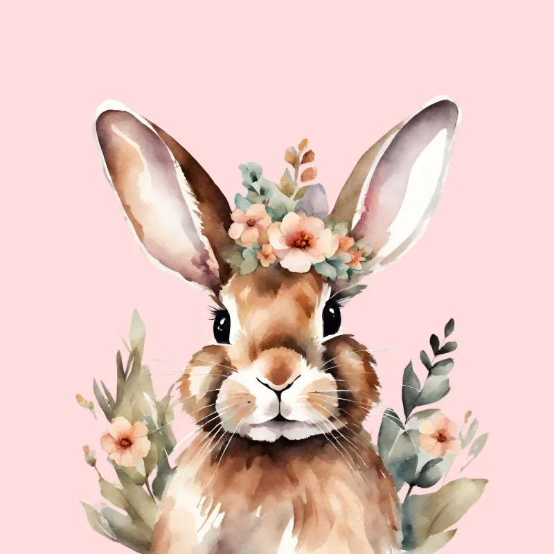 Samtkissenbezug Hase mit Blümchen - Osterdeko