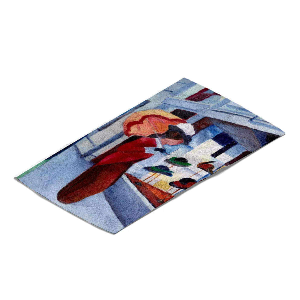 Badetuch Modes: Frau mit Sonnenschirm vor Hutladen - August Macke