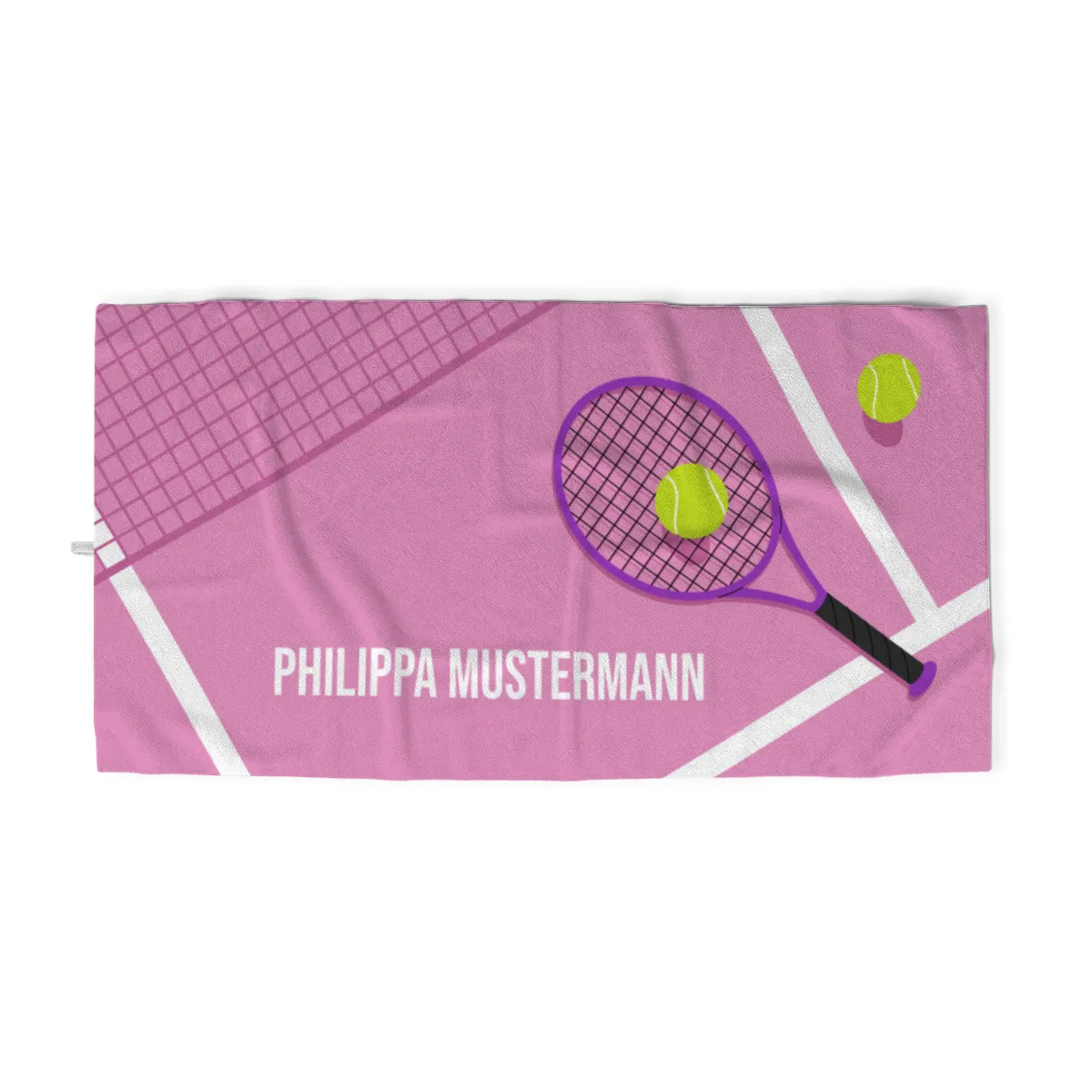 Badetuch Sport - mit Namen personalisierbar - personalisiertes Namens-Badetuch - Strandtuch mit Wunschtext - Tennis orange