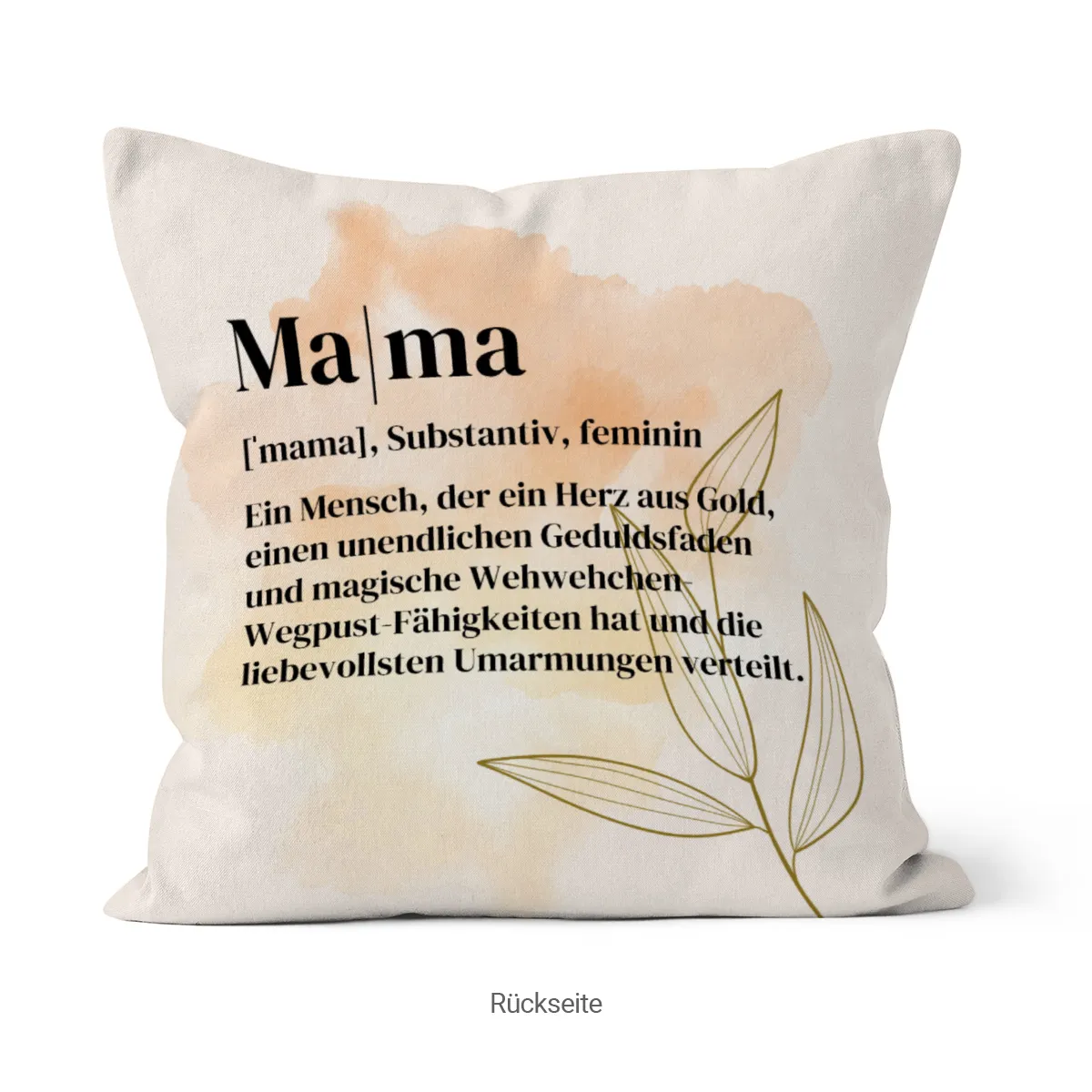 Personalisiertes Fotokissen - Vorderseite mit Foto personalisierbar - Samtkissenbezug Mama Substantiv - Geschenk Muttertag