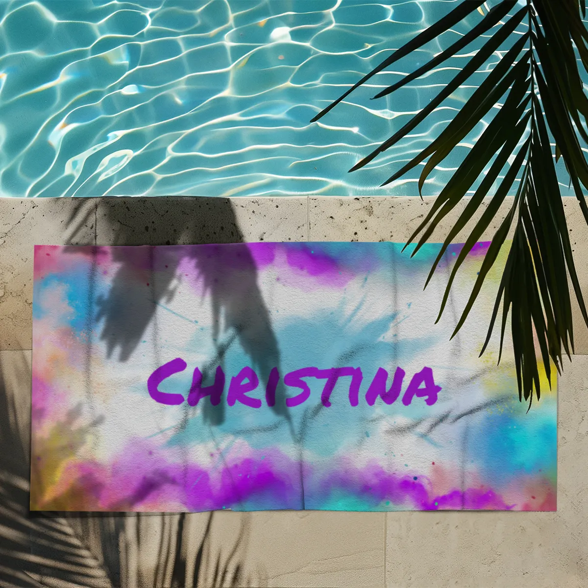 Handtuch bunt bedruckt mit Namen personalisierbar - personalisiertes Handtuch mit Ihrem Wunschtext - Colorexplosion