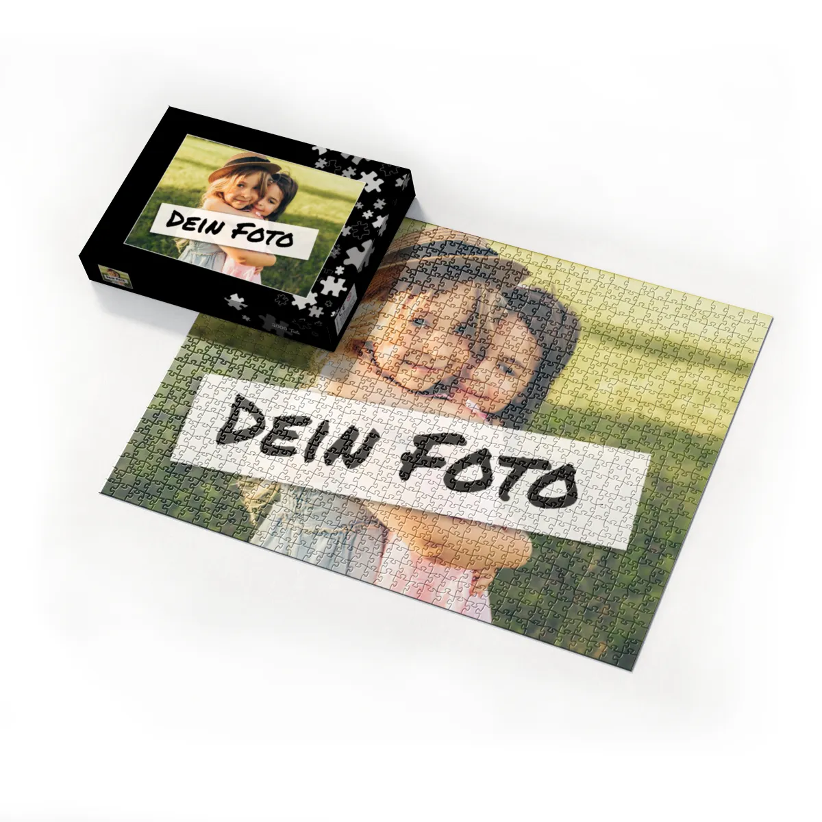 Fotopuzzle mit eigenem Bild - Puzzle selbst gestalten 1000 Teile Quer - Schachtel Puzzleteile schwarz - mit Foto personalisiert - Geschenk Geburtstag
