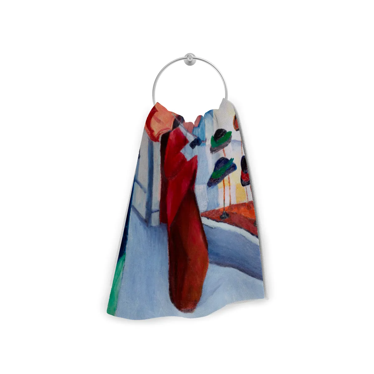 Badetuch Modes: Frau mit Sonnenschirm vor Hutladen - August Macke
