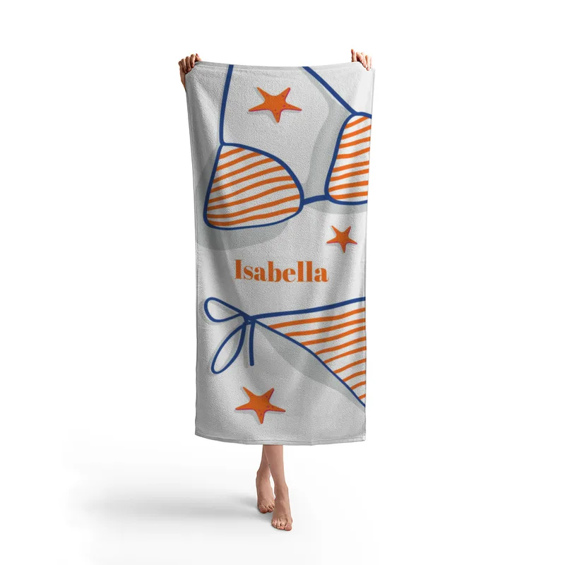 Badetuch Sommer - mit Namen personalisierbar - personalisiertes Namens-Badetuch - Strandtuch mit Wunschtext - Bikinitime