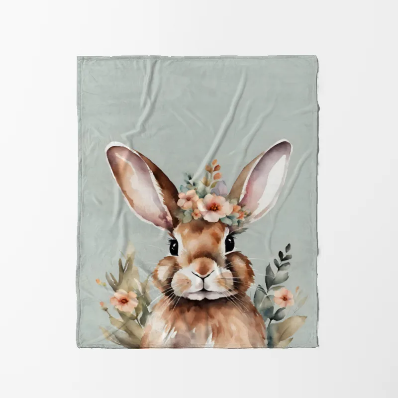 Wohndecke Hase mit Blümchen