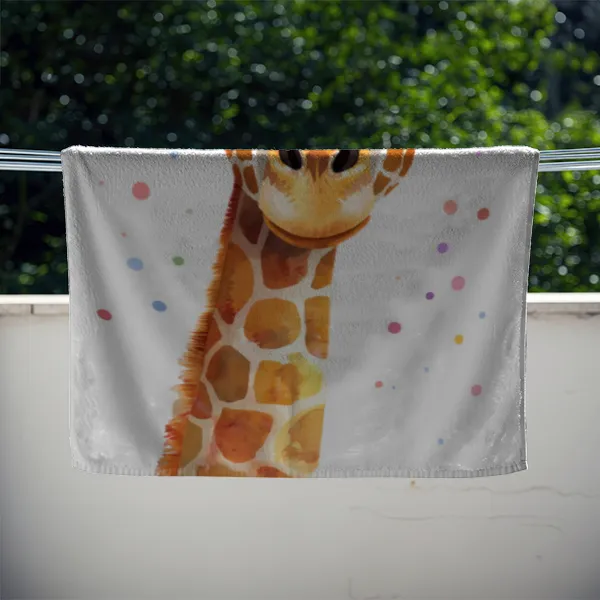 Badetuch mit Namen personalisierbar - personalisiertes Namens-Badetuch - Strandtuch mit Wunschtext - Giraffe