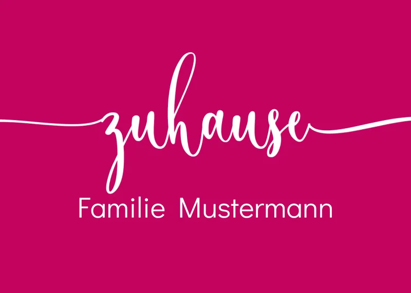 Fußmatte personalisiert - Geschenkidee für Familie, Paare, zum Einzug - Türvorleger mit Namen bedruckt - Motiv Zuhause pink 70 x 50 cm