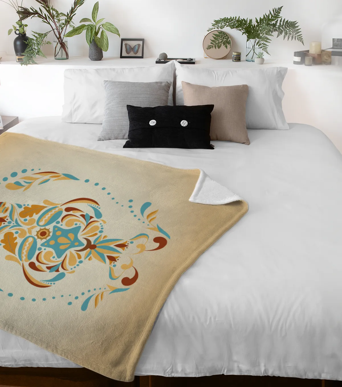 Sternzeichen Wohndecke Wassermann floral mit Namen personalisierbar