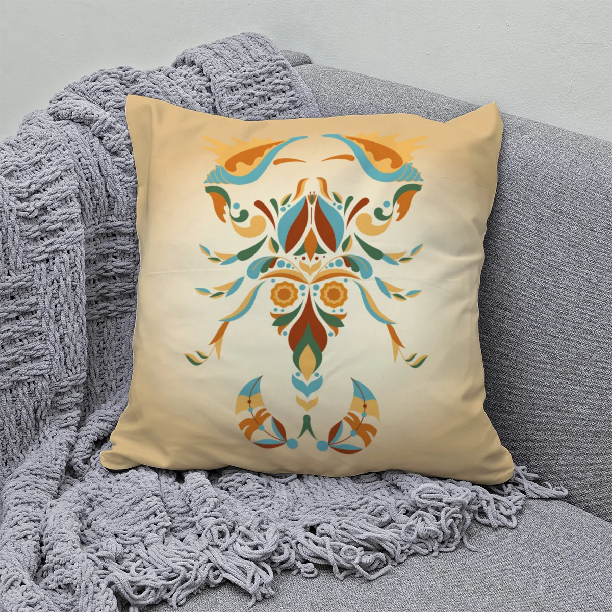 Samtkissen Zodiac Art – Löwe floral