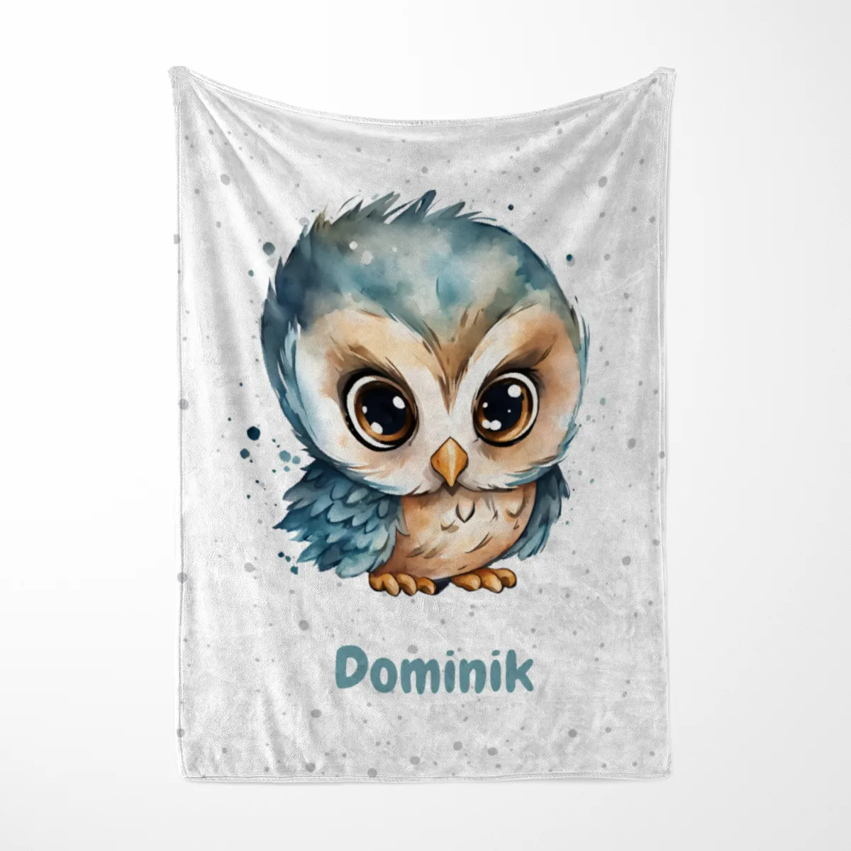 Personalisierte Kuscheldecke mit niedlicher Eule - Decke 75 x 100 cm mit Namen personalisierbar - Geschenkidee Baby - Geschenkidee Geburt Eule 75 x 100 cm
