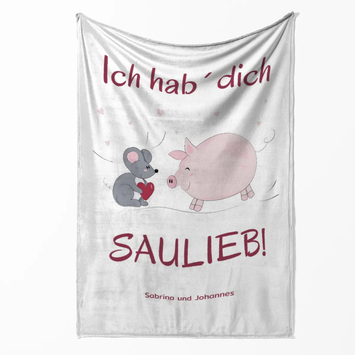 Kuscheldecke Hab Dich saulieb - mit Namen personalisierbar - Geschenkidee für Verliebte Hab dich saulieb 140 x 200 cm