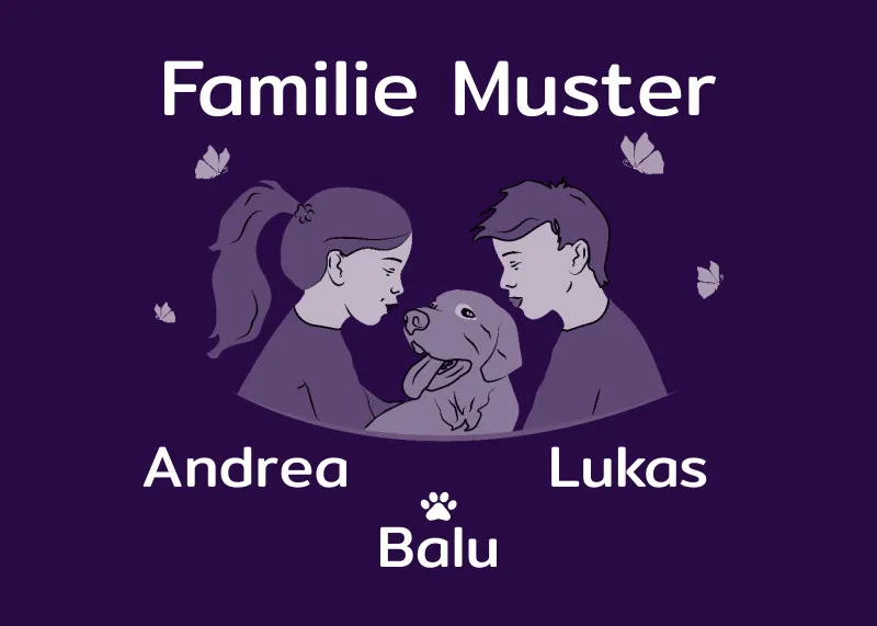 Personalisierte Fußmatte Pärchen mit Hund und Katze schwarz 70 x 50 cm