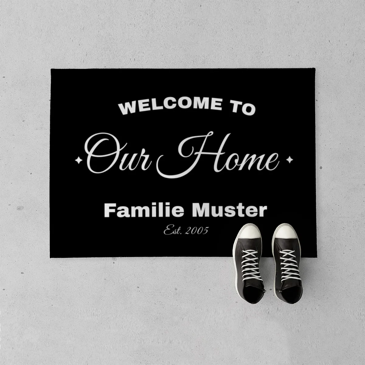 Fußmatte personalisiert Our home - Geschenkidee für Familie, zum Einzug - Fussmatte mit Namen bedruckt Our home 70 x 50 cm