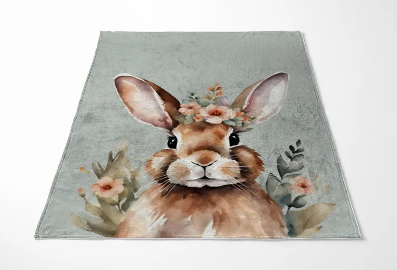 Wohndecke Hase mit Blümchen