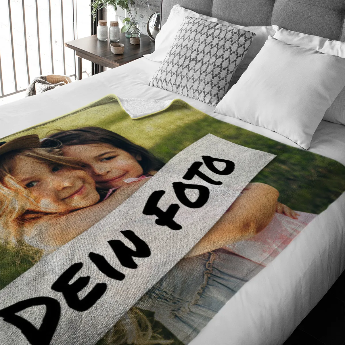 Personalisierte Kuscheldecke mit Foto - personalisierte Fotodecke - Kuscheldecke mit Ihrem Bild - Fotodecke selbst gestalten - Decke Querformat 200 x 140 cm 1 Foto Design 200 x 140 cm