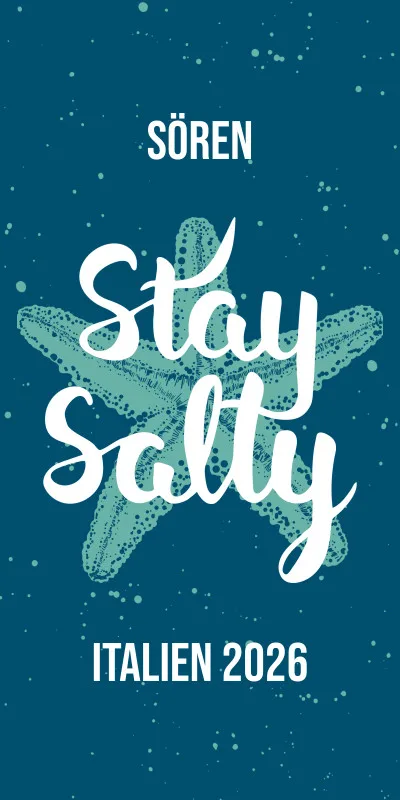 Badetuch Sommer - mit Namen personalisierbar - personalisiertes Namens-Badetuch - Strandtuch mit Wunschtext - Stay Salty