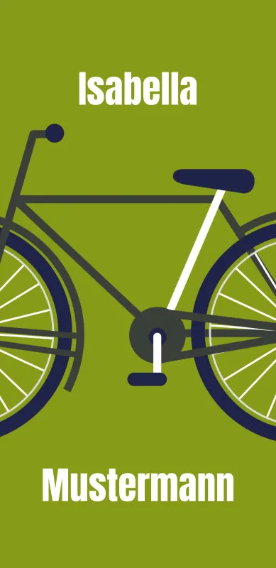 Badetuch Sport - mit Namen personalisierbar - personalisiertes Namens-Badetuch - Strandtuch mit Wunschtext - Fahrrad