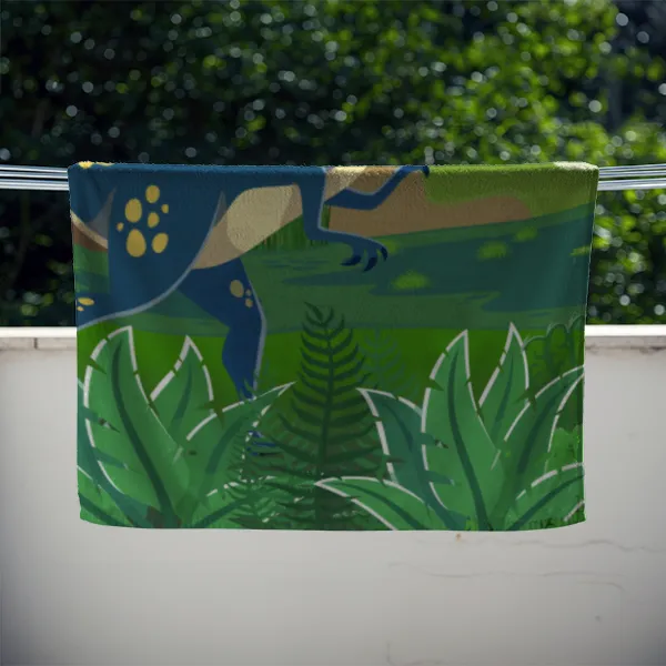 Dinosaurier-Handtuch mit Namen personalisierbar - personalisiertes Namens-Handtuch - Kinderhandtuch mit Wunschtext - Dinowelt
