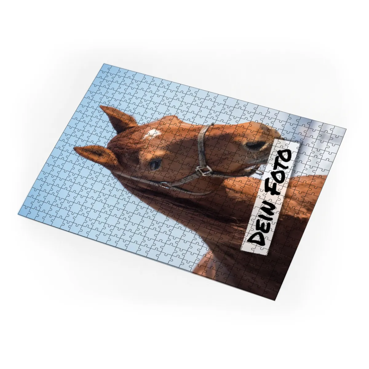 Fotopuzzle mit eigenem Bild - Fotopuzzle selbst gestalten 1000 Teile - Schachtel Skandipferde- Puzzle mit Foto personalisiert - Geschenk Geburtstag, Pferdefans Skandipferde 1000 Teile Quer