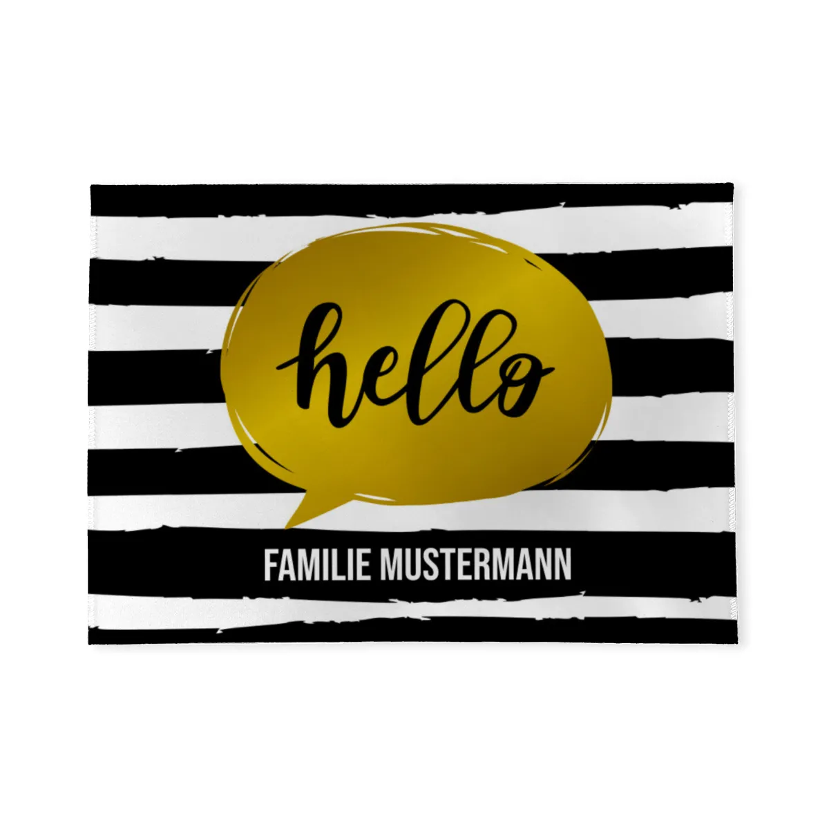 Fußmatte mit Namen personalisierbar - Geschenkidee Einzug, Geburtstag, Umzug, Paare - Fussmatte mit Namen - Motiv Hello Stripes 70 x 50 cm