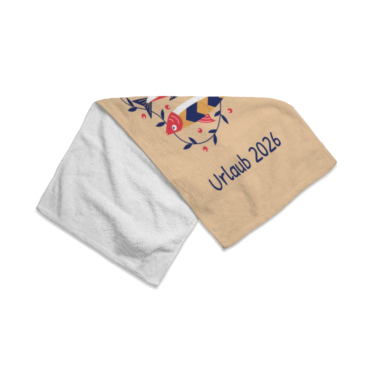 Badetuch mit Namen personalisierbar - personalisiertes Namens-Badetuch - Strandtuch mit Wunschtext - Sardinen floral