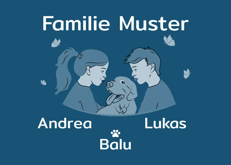 Personalisierte Fußmatte Pärchen mit Hund und Katze schwarz 70 x 50 cm
