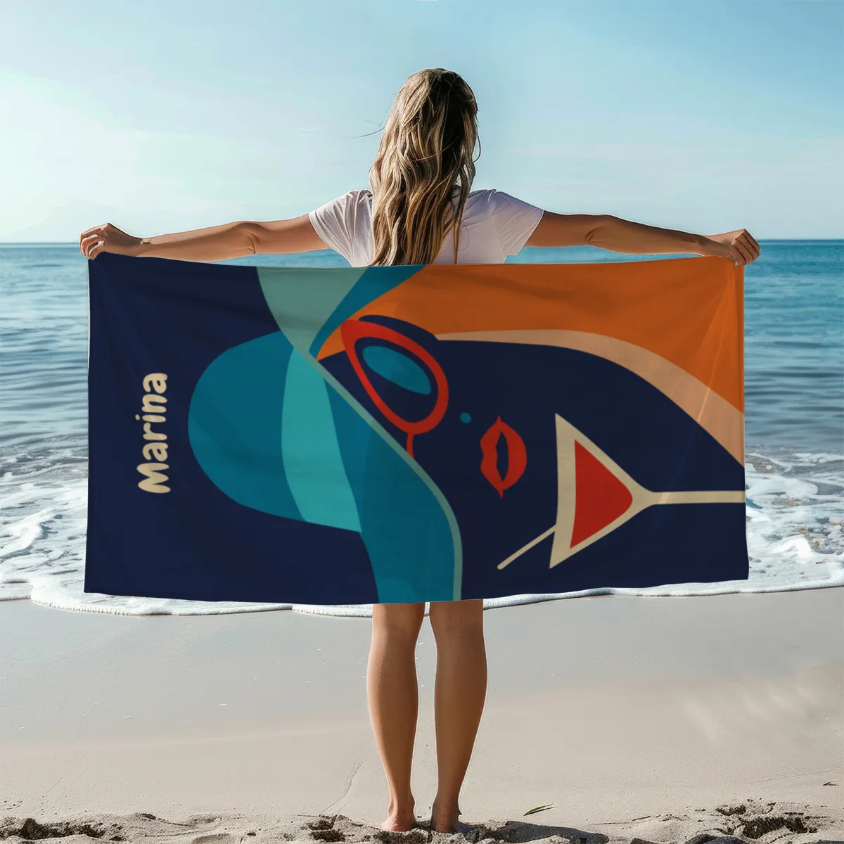 Badetuch Sommer - mit Namen personalisierbar - personalisiertes Namens-Badetuch - Strandtuch mit Wunschtext - Cocktail Lady