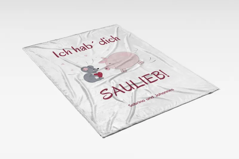 Kuscheldecke Hab Dich saulieb - mit Namen personalisierbar - Geschenkidee für Verliebte Hab dich saulieb 140 x 200 cm