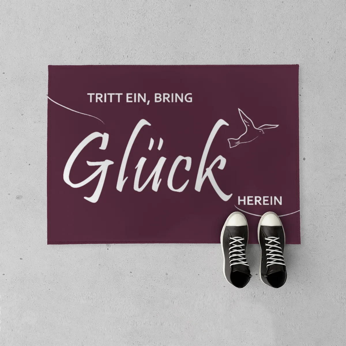 Spruch-Fußmatte Tritt ein, bring Glück herein - Schmutzfangmatte bedruckt Glück grün 70 x 50 cm